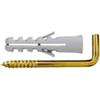 Tasselli in nylon Ø 4 x 20 senza collarino con gancio appendiquadri 2,5x32 - 20 pz.