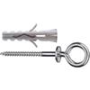Tasselli in nylon Ø 6 x 30 senza collarino con occhiolo chiuso 12 pz.