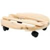 Carrello da esterno porta vaso trolley rotondo in legno naturale, diametro 30 cm