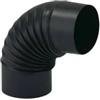 Tubo curva 90° ala in acciaio smaltato verniciato nero opaco, diametro 15 cm