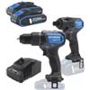 Hyundai Kit trapano a percussione e avvitatore a batteria hyundai 2 batterie 20v 2ah e caricabatterie - cod. 25850