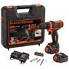 Black+Decker Kit valigetta trapano avvitatore a batteria black+decker bdcdd12kb-qw 2 batterie 10,8v 1,5ah