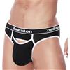 ZUOLAIYIN Slip da uomo con sacchetto a sfera sexy in bambù rigonfiamento che migliora la biancheria intima a vita bassa Open Fly Pouch slip elasticizzato nero grigio blu rosso verde M L XL XXL