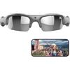 Tosuny Occhiali per fotocamera per registrazione, video HD 1080p con obiettivo grandangolare a 140° e controllo app WiFi, fotocamera sportiva indossabile per ciclismo, vlogging attività all'aperto