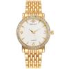 JewelryWe Coppia di orologi al quarzo analogici, con calendario impermeabile fino a 30 m, cinturino in acciaio inox, per uomo e donna, con quadrante con strass
