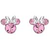 Disney Minnie, orecchini a perno placcati in argento con cristallo rosa, per ragazze e donne, taglia unica, placcati in argento, senza pietra preziosa