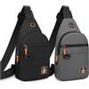 SXCCNW Borsa da uomo piccola, 2 pezzi, borsa a tracolla da uomo (grigio, nero) | Borsa a tracolla con tracolla regolabile, per sport, escursionismo, viaggi, lavoro, ciclismo e viaggi