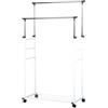 BellaHome Stender appendiabiti doppio estensibile bellahome con ruote in metallo bianco 45x90x104/170 cm