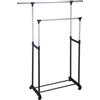 Stender appendiabiti doppio estensibile con ruote, 82,5/125x42,5x97/170 cm