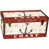 BellaHome Baule in legno vintage bellahome rivestito in ecopelle fantasia ocean medio 60x34,5x38,5 cm