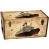 BellaHome Baule in legno vintage bellahome rivestito in ecopelle fantasia transport medio 60x34,5x38,5 cm