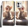 Salanheo Cover per Honor 600 Smart, Gatto felice | Portacarte, Chiusura Magnetica, Flip Case, Antiurto Custodia, Funzione Stand