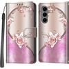 PHINIENLAND Cover per Samsung Galaxy S25 FE custodia portafoglio Rosa | 3 scomparti carte, 1 tasca banconote, Chiusura magnetica, Supporto, Pelle PU flip cover per Samsung S25 FE