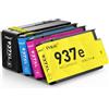 INK4U Cartucce 937e Multipack con Chip Compatibile per HP 937 937XL 9110b | 937e Compatibili con HP Officejet Pro 9110b 9120b 9130b 9720 9730 Stampanti 937e Nero, 937XL Ciano, 937 XL Magenta, Giallo