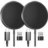EXW Caricatore Wireless per iPhone, 15W Caricabatterie Ricarica Rapida, Portatile Senza Fili Magnetico Charger compatibile iPhone17/16/15/14/13/12 e Airpods 2/3/Pro (Pezzi 2,Nero)