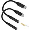 zoyuzan Adattatore da USB C a jack da 3,5 mm (2 pezzi) per iPhone 17, 16, 15 Pro Max, compatibile con Samsung S26 per iPad, per Apple tipo C, cavo audio DAC, dongle AUX, microfono ausiliario stereo