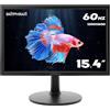 SKitphrati Monitor da 15,4 pollici, 1280 x 800, risoluzione 16:10, con HDMI e VGA, 60 Hz, montaggio a parete, monitor per PC per ufficio, casa, come secondo monitor per PC/laptop, nero