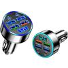 Wotrilw 2 Pezzi Caricatore Auto USB C 66 W, Adattatore Accendisigari a 6 Porte con USB-C, USB-A, Ricarica PD/QC e Voltmetro LED, per Smartphone, Tablet, GPS, Auto e Camper 12 V