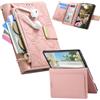 Fofvccv Pelle Portafoglio Cover per Samsung Galaxy Z Fold8 - HYY Rosa | Custodia a Flip Libro con Porta Carte Slot Chiusura Lampo Magnetica Motivo Fiori per Samsung Z Fold 8