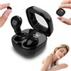 Generic Mini auricolari invisibili senza fili per lavoro, vestibilità sicura, con display a LED, suono stereo, a basso profilo, batteria 24 ore, con cavo USB (nero)