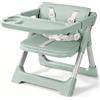 Ezebaby Rialzo Sedia Pieghevole 2-in-1 per Bambini, con Vassoio e Cintura | Rialzo 2-in-1 & Sedia per Bambini Pieghevole in 3s, cintura 5 punti, vassoio regolabile, tracolla, seduta PU facile da pulire