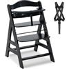 hauck Seggiolone Pappa in Legno Alpha+ (Legno certificato FSC) - Resistente al Ribaltamento - Seggiolone Evolutivo da 6 mesi fino a 90 kg - Grigio Scuro