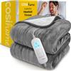 Cosi Home Coperta Elettrica Singola 180x130 cm, Termocoperta Sherpa, Grigio | Coperta Riscaldante Elettrica in Pile e Sherpa, 10 Livelli di Calore, Timer 10h, Spegnimento Automatico, Lavabile