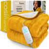 Cosi Home Coperta Elettrica Singola 180x130 cm, Termocoperta Sherpa, Senape | Coperta Riscaldante Elettrica in Pile e Sherpa, 10 Livelli di Calore, Timer 10h, Spegnimento Automatico, Lavabile