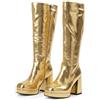 Generico Stivali Alti Con Zeppa Metallizzati Donna Feste Disco Anni 70 Tacco | Pelle PU metallizzata, tacco largo 10cm con plateau 2,5cm, zip laterale, perfetto per feste disco anni 70, festival & cosplay
