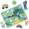 Melissa & Doug Ms. Rachel Wooden Song Peg Puzzle, 6-piece Light-Activated Sound Puzzle with Full Songs, Toddler Toys for Boys and Girls Ages 2-5+ Years - FSC Certified