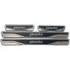 Generic Protezione antigraffio per battitacco in carbonio e cromo per Kia Picanto, acciaio inox