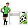 BAYAGU Scrivania Bambini Bianca con Mobiletto e Cassetti, Calcio | Per studio, disegno e computer, mobiletto laterale, cassetti, stampa colorata, arredo cameretta, montaggio semplice