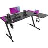 FRANKYSTAR Shigeru - Scrivania da Gaming Angolare 140x99x76 cm con LED Porta Bicchiere Gancio Cuffie per Computer in MDF e Metallo Nero