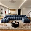 Lekvvied Divano Angolare U 400 cm in Tessuto Chenille Blu, Divano modulare 4 posti, Senza Montaggio, con Struttura in Schiuma ad Alta Elasticità per Soggiorno e Camera da Letto