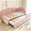 YuQozii Warden - Divano letto imbottito estensibile a forma di L (90 x 200 + 90 x 190 cm), testiera a forma di nuvola, letto imbottito in velluto rosa, design salvaspazio, può essere utilizzato come
