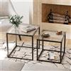 Garden 4 you Moderno tavolo da soggiorno, quadrato, set da 2 pezzi, tavolino da salotto, tavolino da caffè in vetro, tavolino da caffè, tavolino da salotto, tavolino da salotto, tavolo da salotto
