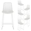 JIJIAN Set di 6 Sgabelli da Bar, Sgabello Alto Cucina 65cm, Bianco | Seduta in PP e Schienale a Ventaglio, Struttura in Metallo Robusta, Sedia per Bar Bancone Caffetteria, Interno ed Esterno