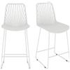 JIJIAN Set di 2 Sgabelli da Bar, Sgabello Alto Cucina 65cm, Bianco | Seduta in PP e Schienale a Ventaglio, Struttura in Metallo Robusta, Sedia per Bar Bancone Caffetteria, Interno ed Esterno