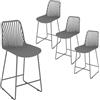 JIJIAN Set di 4 Sgabelli da Bar, Sgabello Alto Cucina 65cm, Grigio | Seduta in PP e Schienale a Ventaglio, Struttura in Metallo Robusta, Sedia per Bar Bancone Caffetteria, Interno ed Esterno