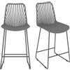 JIJIAN Set di 2 Sgabelli da Bar, Sgabello Alto Cucina 65cm, Grigio | Seduta in PP e Schienale a Ventaglio, Struttura in Metallo Robusta, Sedia per Bar Bancone Caffetteria, Interno ed Esterno