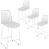 JIJIAN Set di 4 Sgabelli da Bar, Sgabello Alto Cucina 65cm, Bianco | Seduta in PP e Schienale a Ventaglio, Struttura in Metallo Robusta, Sedia per Bar Bancone Caffetteria, Interno ed Esterno