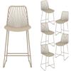 JIJIAN Set di 6 Sgabelli da Bar, Sgabello Alto Cucina 65cm, Khaki | Seduta in PP e Schienale a Ventaglio, Struttura in Metallo Robusta, Sedia per Bar Bancone Caffetteria, Interno ed Esterno
