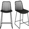 JIJIAN Set di 2 Sgabelli da Bar, Sgabello Alto Cucina 65cm, Nero | Seduta in PP e Schienale a Ventaglio, Struttura in Metallo Robusta, Sedia per Bar Bancone Caffetteria, Interno ed Esterno