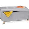 Relaxdays Pouf con Contenitore Vassoio, HxLxP: 34x76x38 cm, Sgabello Portaoggetti Salvaspazio, Velluto, Grigio Chiaro