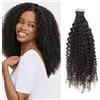 Dsoar Extension con Nastro Adesivo per Capelli Ricci e Crespi Extension in Capelli Veri dal Colore Naturale Invisibili 18 Pollici 10 Pezzi
