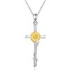 POPLYKE Gatto nero/farfalla/girasole/cardinale/panda rossa croce collana per le donne in argento sterling croce collana nero gatto gioielli regalo per le ragazze, Argento sterling, Nessuna pietra