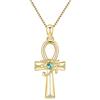 Midir&Etain Ankh Collana in argento sterling 925 con ciondolo a forma di occhio di Horus, collana egiziana Ankh croce gioielli regalo per uomo e donna, N, Argento sterling, Turchese