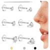 SLLAISS 6Pcs Piercing Labret Orecchini Lobo Acciaio Inossidabile 316L Piercings Trago Elica Cartilagine Helix Orecchini Brillantino e Zirconia Cubica 16/18/20G Argento Oro Nero Flat Back