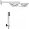 Ambra Water Kit incasso doccia serie Square quadro, braccio soffione e doccino con flessibile e presa acqua 1/2, ottone cromato