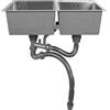 ATIVLB Lavello da incasso in acciaio inox, doppio lavello da cucina con scarico, 201, in acciaio inox, con un set di scolapiatti, 35 x 35 x 20 cm e 30 x 30 x 20 cm